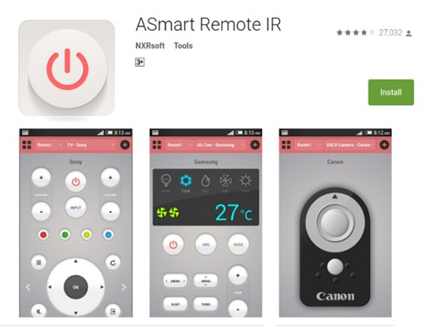 Ứng dụng ASmart Remote IR for Android