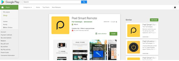 Ứng dụng Peel Smart Remote chạy trên hệ điều hành Android