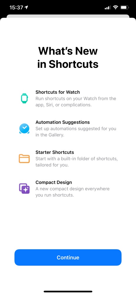 Màn hình khởi động kiểu mới của ứng dụng Shortcuts