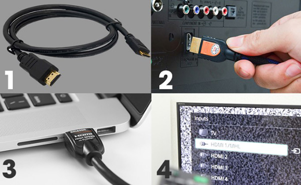Kiểm tra kết nối tivi với laptop qua HDMI bằng cổng phù hợp