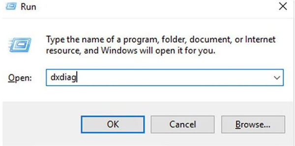 Mở hộp thoại RUN rồi sau đó nhập lệnh "dxdiag" 