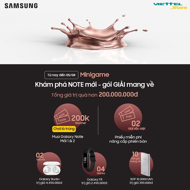Minigame: Khám phá NOTE mới - gói GIẢI mang về tổng giá trị quà hơn 200 triệu đồng
