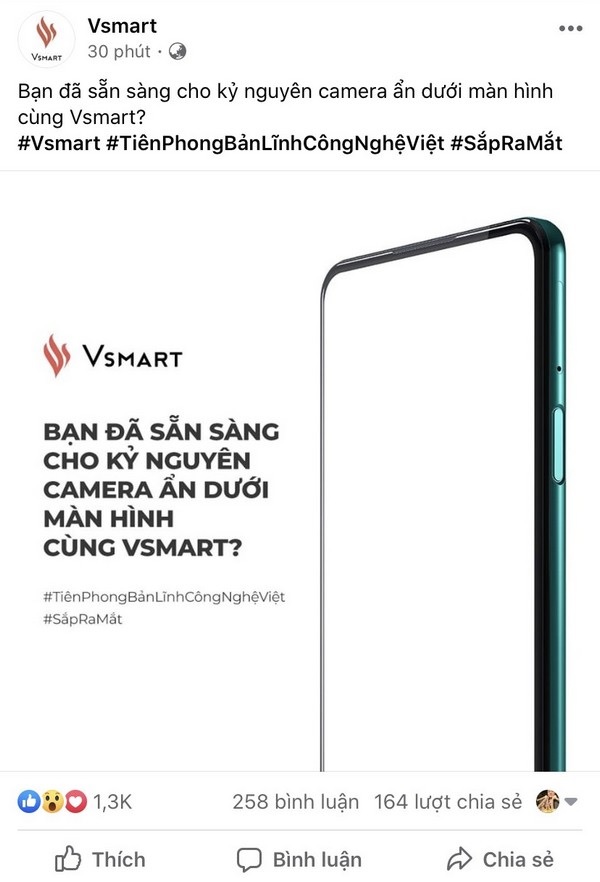 Thông tin đăng tải trên fanpage của Vsmart
