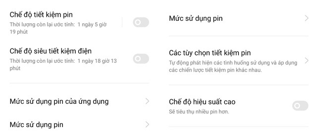 Chế độ Siêu tiết kiệm pin giúp gia tăng thời lượng sử dụng lên tối đa