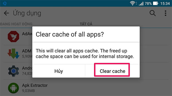 Xóa tài liệu được lưu nhập bộ nhớ lưu trữ cache