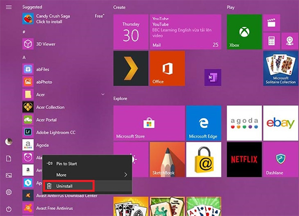 Mở mục Start trên Windows 10 rồi nhấn chọn All apps để tìm kiếm ứng dụng
