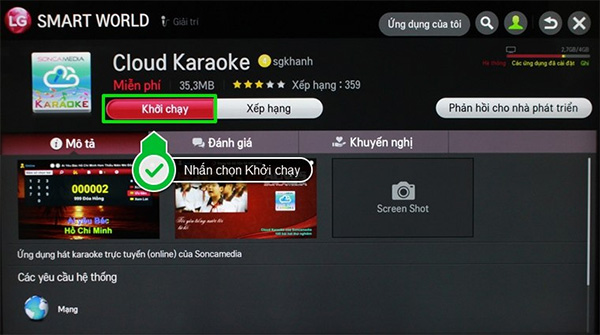Ứng dụng riêng trên Smart TV đáp ứng nhu cầu hát karaoke.