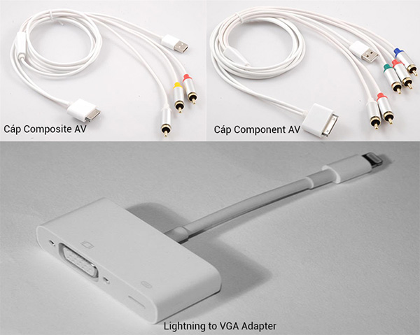 Bộ chuyển đổi VGA của Apple chuyển hình ảnh từ iPad sang màn hình tivi