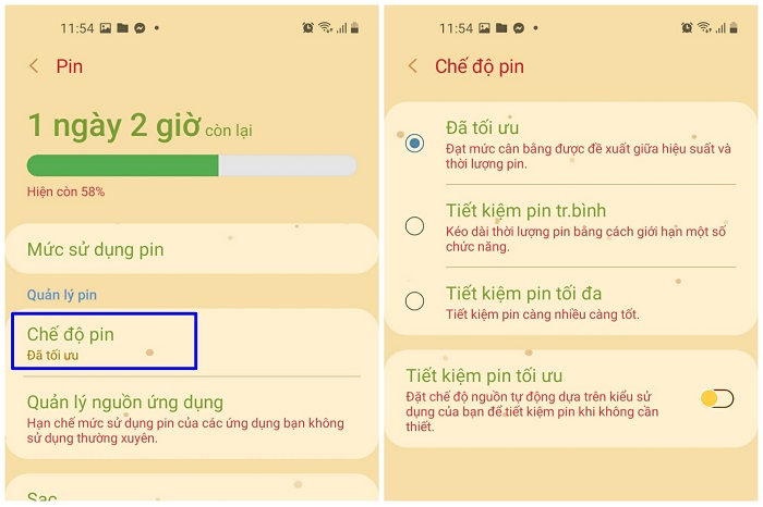 Mở chế độ pin - Cách 1