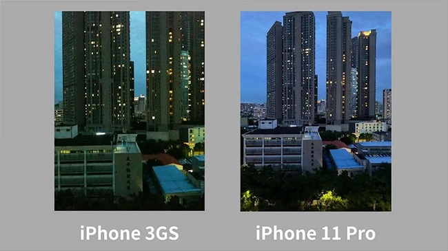 Ảnh chụp từ hai máy trong điều kiện thiếu sáng