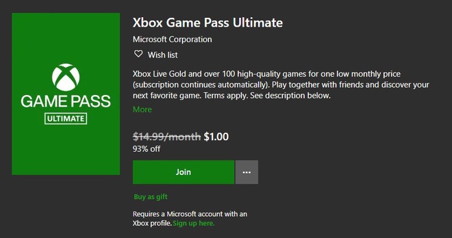 Đăng ký sử dụng dịch vụ Xbox Game Pass Ultimate với giá chỉ 1 USD