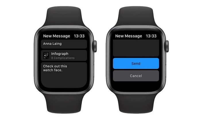 Gửi mặt đồng hồ đi qua tin nhắn trên Apple Watch