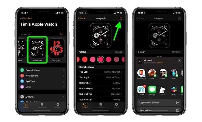 Chia sẻ mặt đồng hồ từ iPhone