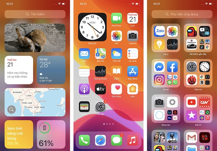 Giao diện của iOS 14 trên iPhone 11 Pro Max