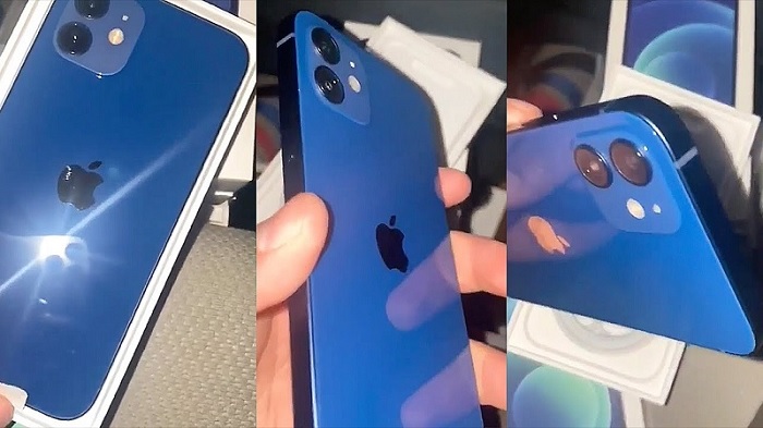 Hình ảnh thực tế iPhone 12 màu Xanh dương (Ảnh cắt từ clip)