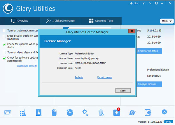 Phần mềm tinh chỉnh PC Glary Utilities Pro 5 