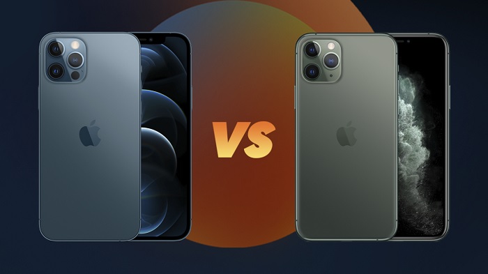 iPhone 11 Pro ở bên phải và iPhone 12 Pro mặt mày trái