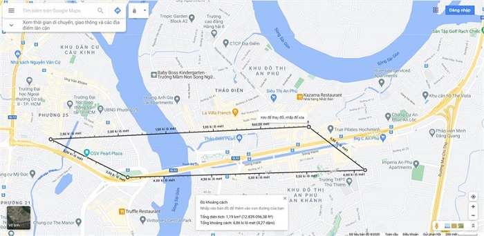 Dùng Google Maps để đo khoảng cách giữa các địa điểm