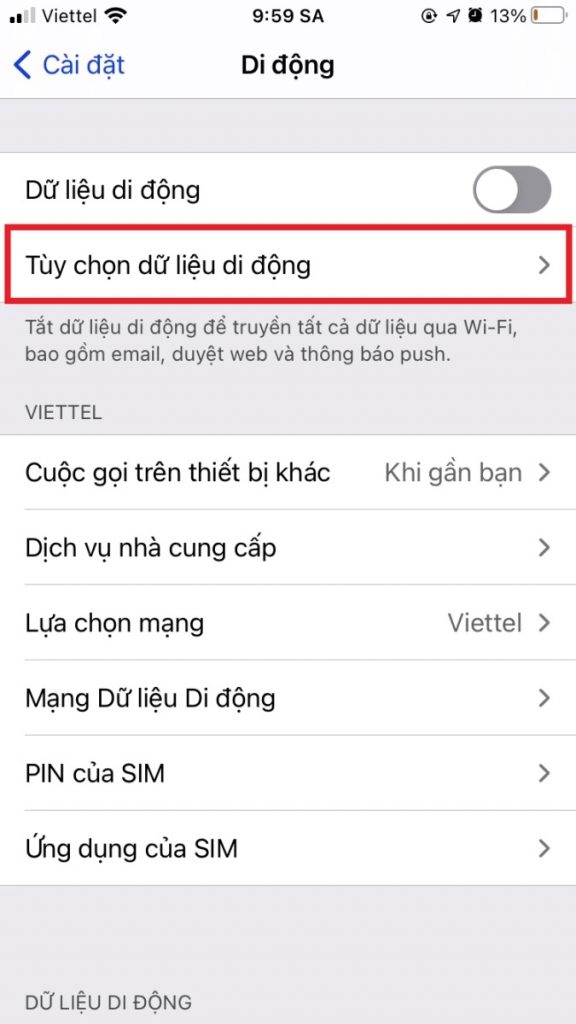 cách sử dụng chế độ dữ liệu thấp trên iPhone