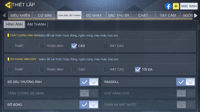 Cấu hình setup trong game Call Of Duty Mobile
