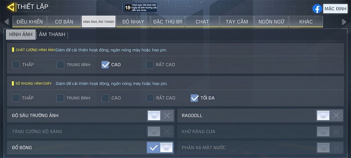 Cài đặt đồ họa game Call Of Duty Mobile