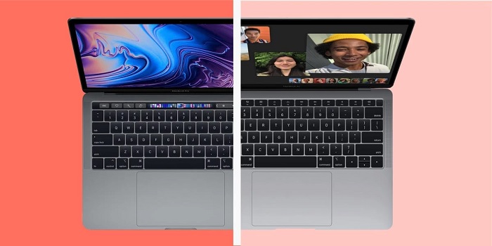Macbook Air mới bên trái và Macbook Pro 13 mới bên phải