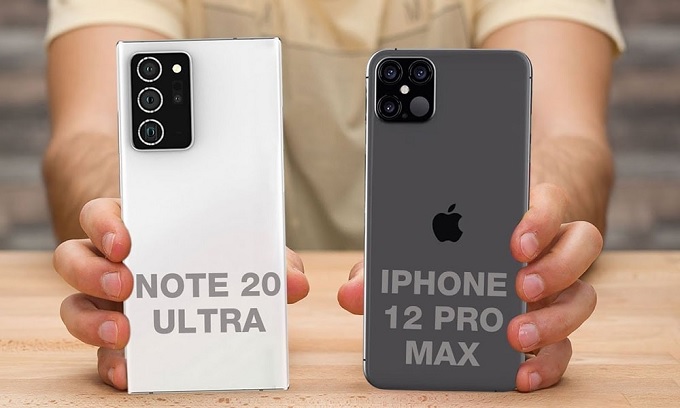 Tiến hành so sánh iPhone 12 Pro Max và Samsung Galaxy Note 20 Ultra 5G