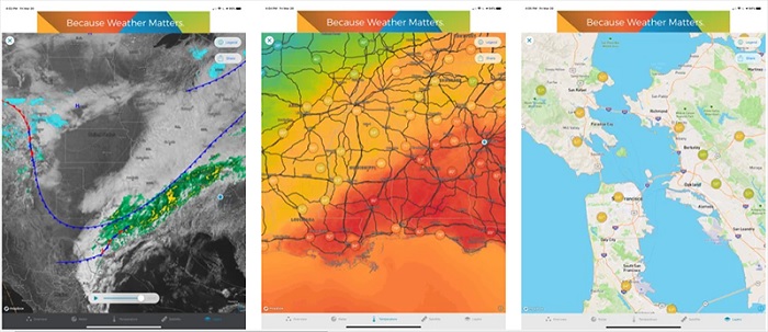 Với ứng dụng Weather Underground bạn có thể thấy các bức ảnh, dữ liệu tương tác radar và bản đồ vệ tinh