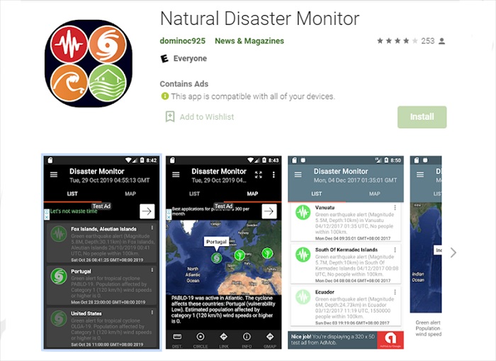 Ứng dụng cảnh báo thiên tai Natural Disaster Monitor