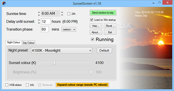 Phần mềm lọc ánh sáng xanh SunsetScreen
