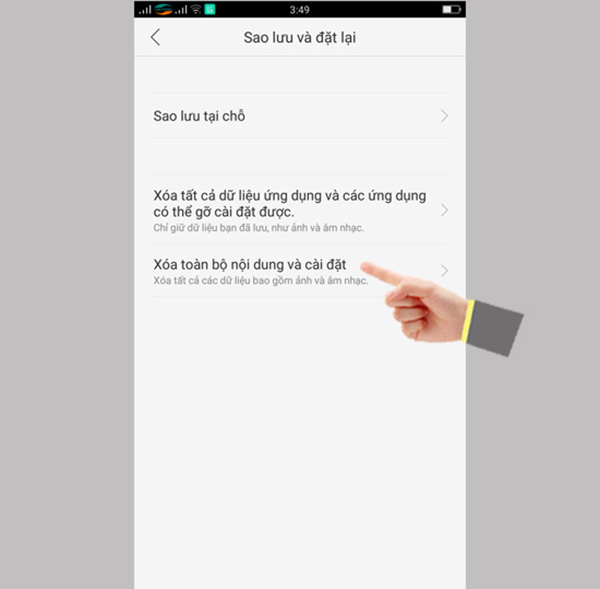 Khôi phục cài đặt gốc Oppo trong phần Cài đặt (1)