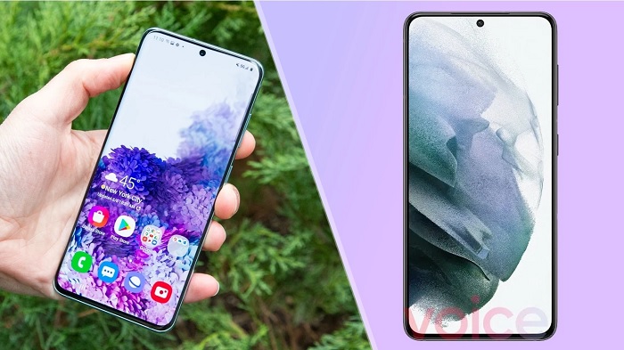 Galaxy S20 bên trái và Galaxy S21 rò rỉ bên phải