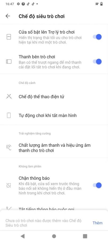 Kích hoạt chế độ siêu trò chơi