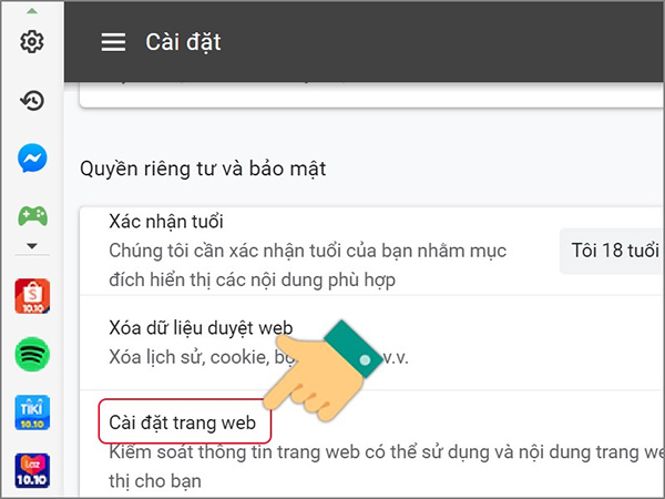 Cách tắt thông báo trên Cốc Cốc trong Cài đặt (2)