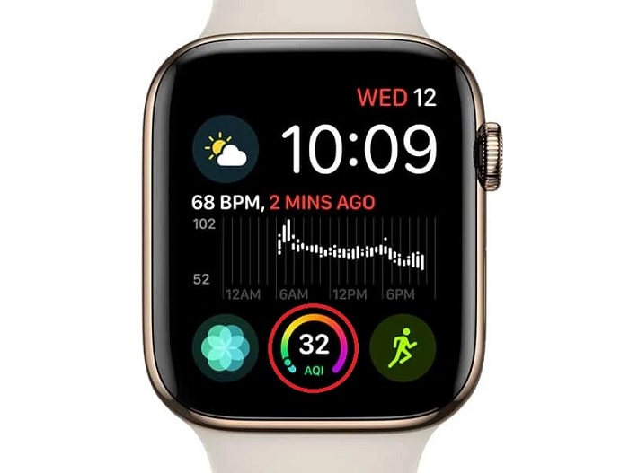 Đồng hồ Apple Watch cũng hoàn toàn có thể xem được chỉ số ô nhiễm không khí