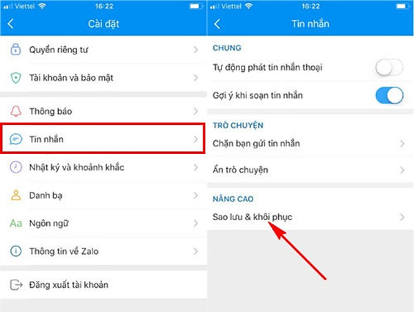 Cách chuyển tin nhắn Zalo từ Android sang iPhone