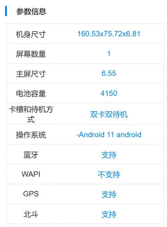 Thông số kỹ thuật khác của Mi 11 Lite