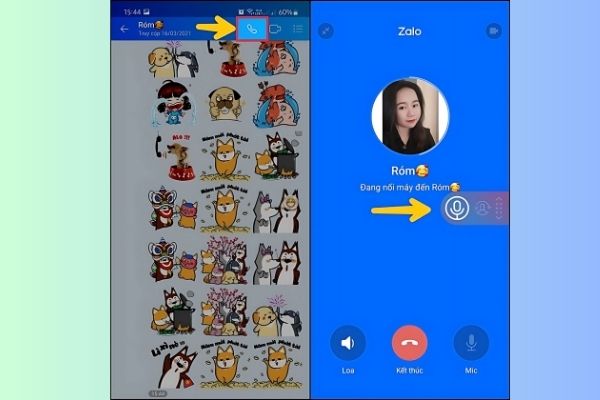 Thực hiện cuộc gọi Zalo để kiểm tra ứng dụng ghi âm Cube ACR