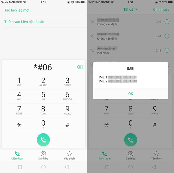 cách lấy mã IMEI kiểm tra bảo hành OPPO