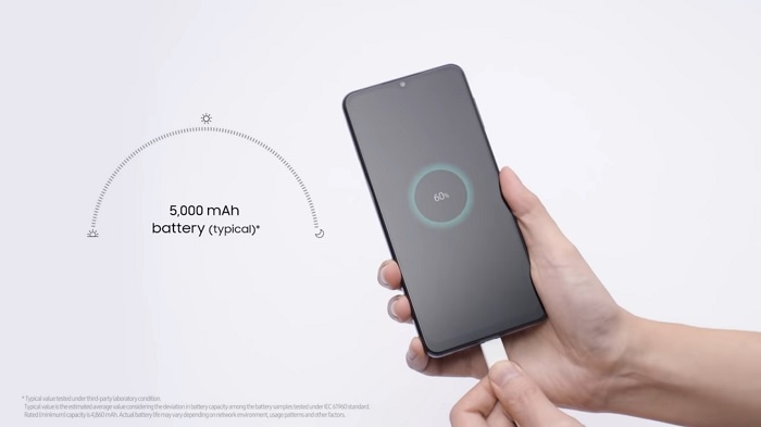 Galaxy A32 5G được trang bị pin 5.000 mAh, hỗ trợ sạc nhanh 15W