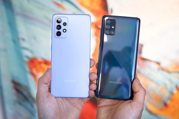 Camera sau trên Galaxy A72 bên trái và Galaxy A71 bên phải