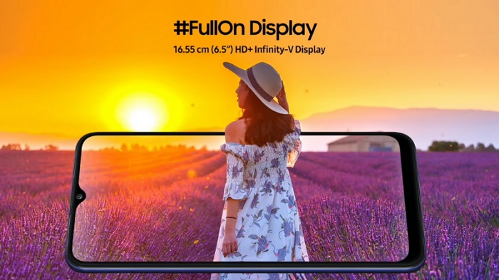 Galaxy F02s được trang bị màn hình giọt nước 6.5 inch