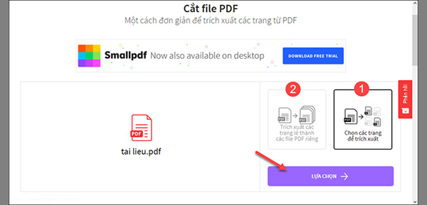Cắt tệp tin PDF trực tuyến vì như thế khí cụ SmallPDF (2)