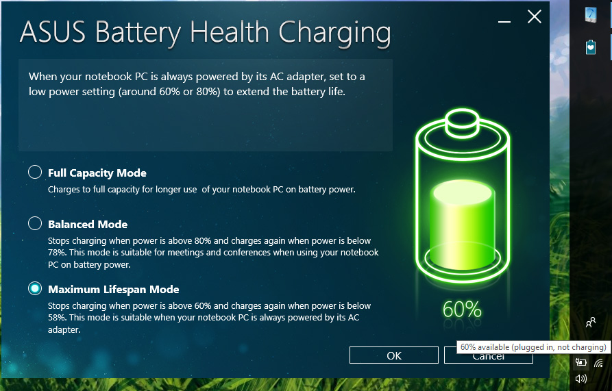 Phần mềm ngắt sạc pin laptop Asus Battery Health Charging (3)