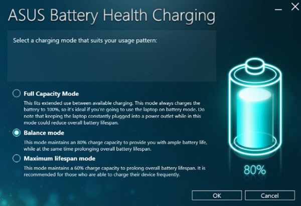 Phần mềm ngắt sạc pin laptop Asus Battery Health Charging (2)
