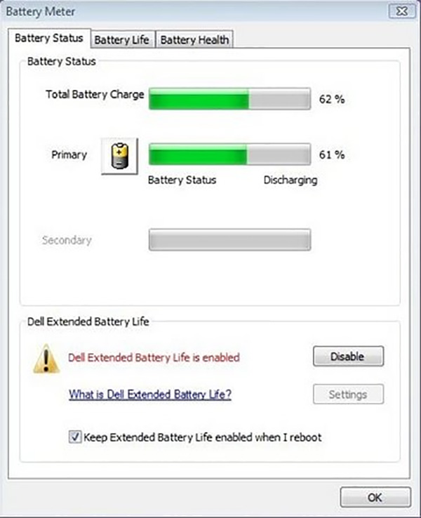 Phần mềm ngắt sạc pin laptop Dell Battery Meter (2)