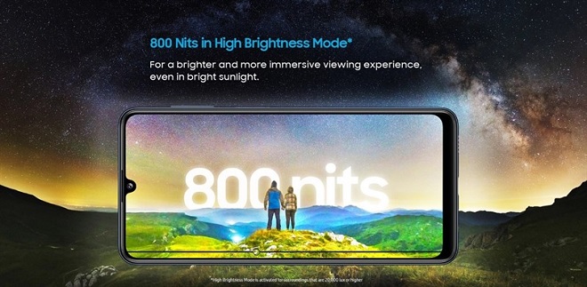 Màn hình Galaxy M32 có độ sáng cao