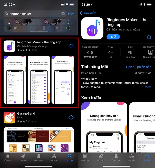 Cách cài hình nền động cho iPhone là tải về ứng dụng Ringtones Maker