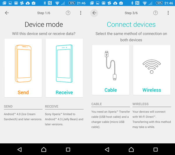 Chuyển lời nhắn kể từ Android thanh lịch Android vì thế Xperia Transfer Mobile