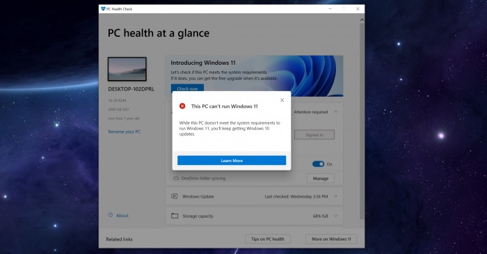 Máy tính không hỗ trợ Windows 11